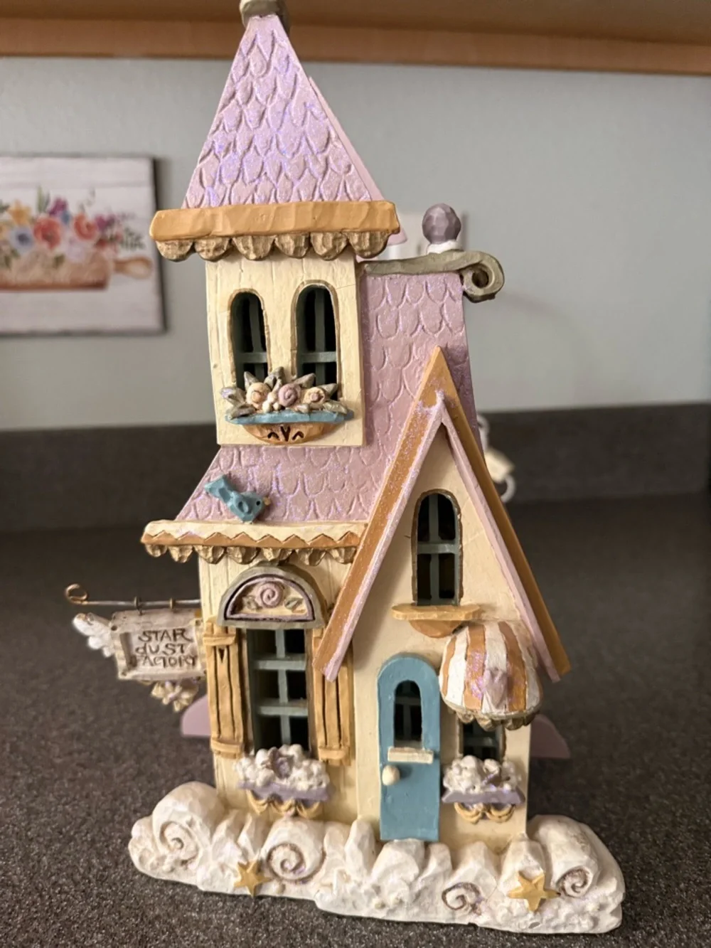 Kurt S. Adler Lighted STAR DUST FACTORY House Whimsical Pastel Fairy House Lamp